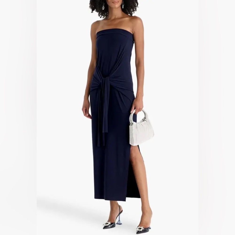 New NORMA KAMALI Strapless Stretch-Jersey Navy Maxi Dress
